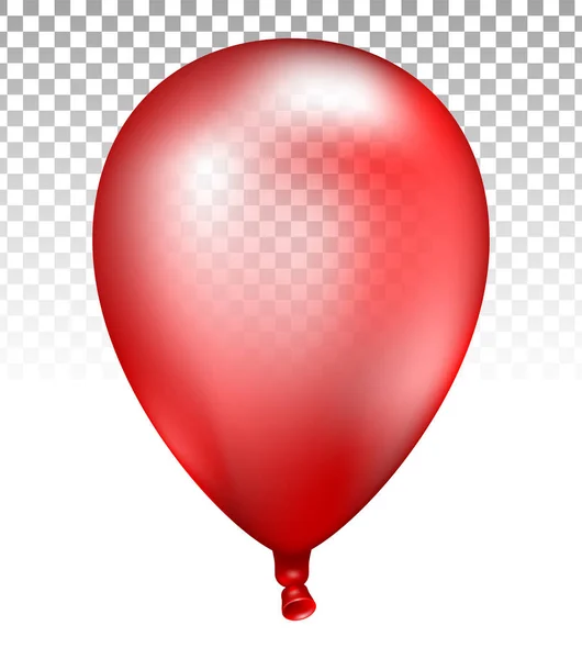 Ballon transparent rouge réaliste 3d. Illustration vectorielle d'un ballon photoréaliste à hélium volant — Image vectorielle