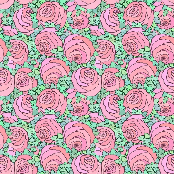 Çiçek dekoratif parlak pembe arka plan ile şirin gül, seamless modeli