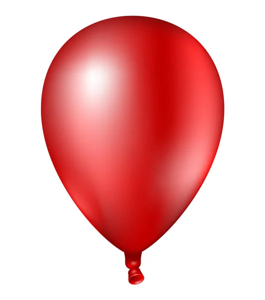 3d realista colorido globo rojo. Ilustración vectorial del globo de helio volador fotorrealista, aislado sobre fondo blanco — Vector de stock
