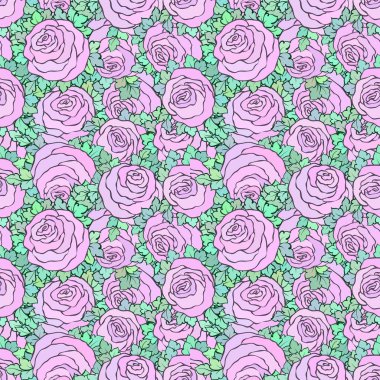 Çiçek dekoratif parlak pembe arka plan ile şirin gül, seamless modeli