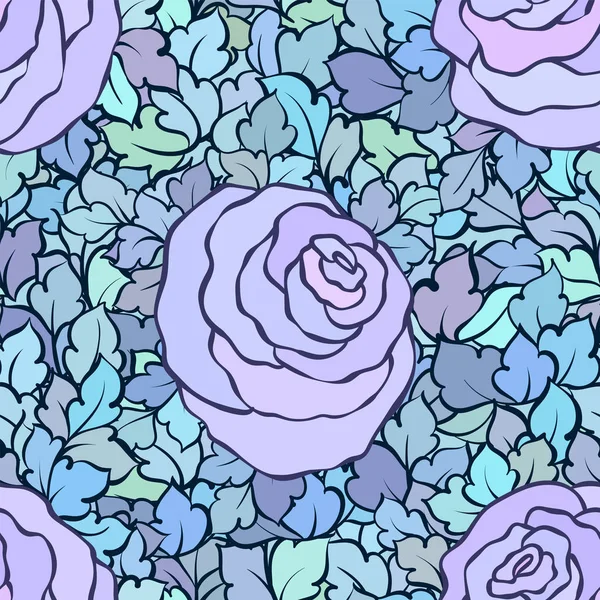 Gül ve yaprakları, süs karmaşık süsleri ve çiçekler, çizilmiş sanatsal arka plan ile tekstil tasarımı veya duvar kağıdı için mükemmel çiçek seamless modeli