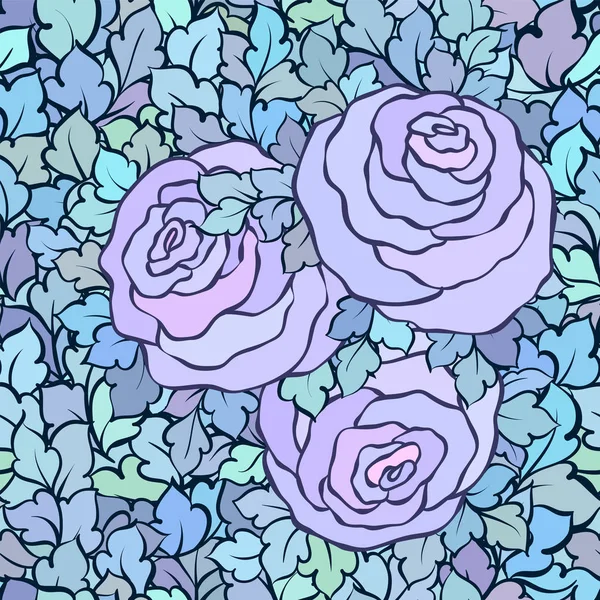 Gül ve yaprakları, süs karmaşık süsleri ve çiçekler, çizilmiş sanatsal arka plan ile tekstil tasarımı veya duvar kağıdı için mükemmel çiçek seamless modeli