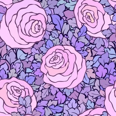 Gül ve yaprakları, süs karmaşık süsleri ve çiçekler, çizilmiş sanatsal arka plan ile tekstil tasarımı veya duvar kağıdı için mükemmel çiçek seamless modeli