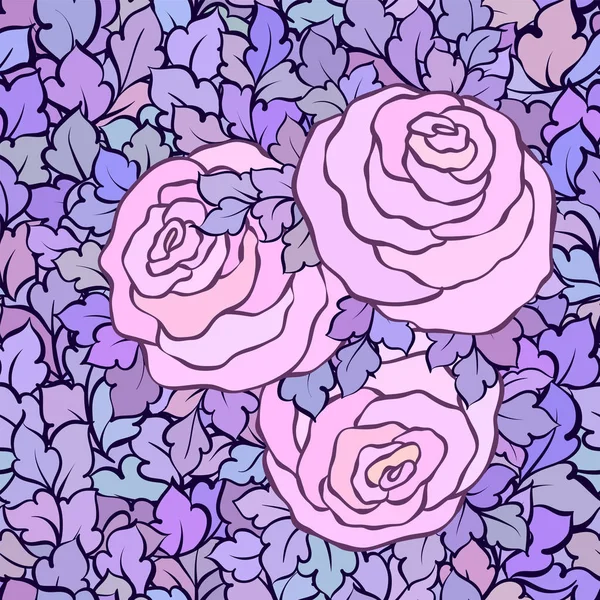 Gül ve yaprakları, süs karmaşık süsleri ve çiçekler, çizilmiş sanatsal arka plan ile tekstil tasarımı veya duvar kağıdı için mükemmel çiçek seamless modeli