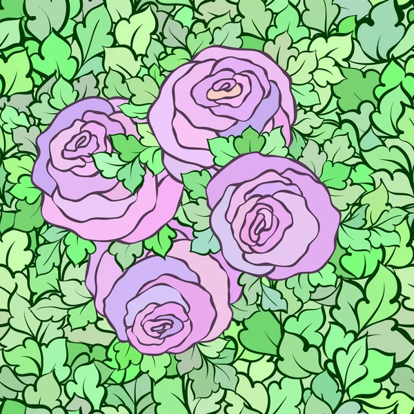 Gül ve yaprakları, süs karmaşık süsleri ve çiçekler, çizilmiş sanatsal arka plan ile tekstil tasarımı veya duvar kağıdı için mükemmel çiçek seamless modeli