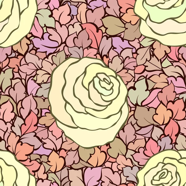 Gül ve yaprakları, süs karmaşık süsleri ve çiçekler, çizilmiş sanatsal arka plan ile tekstil tasarımı veya duvar kağıdı için mükemmel çiçek seamless modeli