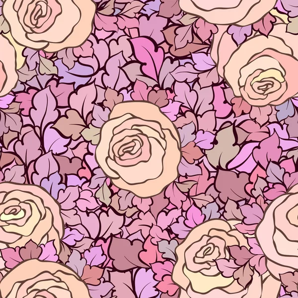 Gül ve yaprakları, süs karmaşık süsleri ve çiçekler, çizilmiş sanatsal arka plan ile tekstil tasarımı veya duvar kağıdı için mükemmel çiçek seamless modeli