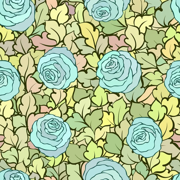 Gül ve yaprakları, süs karmaşık süsleri ve çiçekler, çizilmiş sanatsal arka plan ile tekstil tasarımı veya duvar kağıdı için mükemmel çiçek seamless modeli