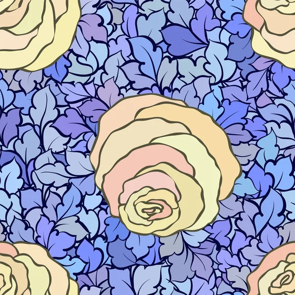 Gül ve yaprakları, süs karmaşık süsleri ve çiçekler, çizilmiş sanatsal arka plan ile tekstil tasarımı veya duvar kağıdı için mükemmel çiçek seamless modeli