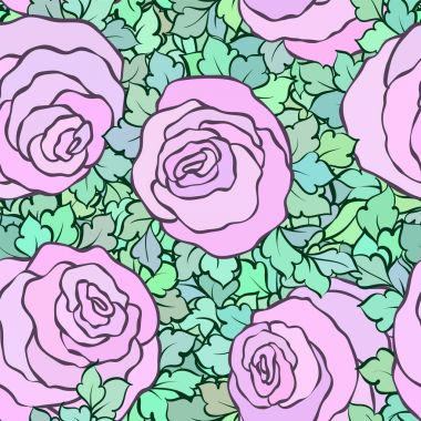 Gül ve yaprakları, süs karmaşık süsleri ve çiçekler, çizilmiş sanatsal arka plan ile tekstil tasarımı veya duvar kağıdı için mükemmel çiçek seamless modeli