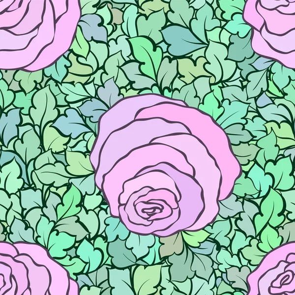 Gül ve yaprakları, süs karmaşık süsleri ve çiçekler, çizilmiş sanatsal arka plan ile tekstil tasarımı veya duvar kağıdı için mükemmel çiçek seamless modeli