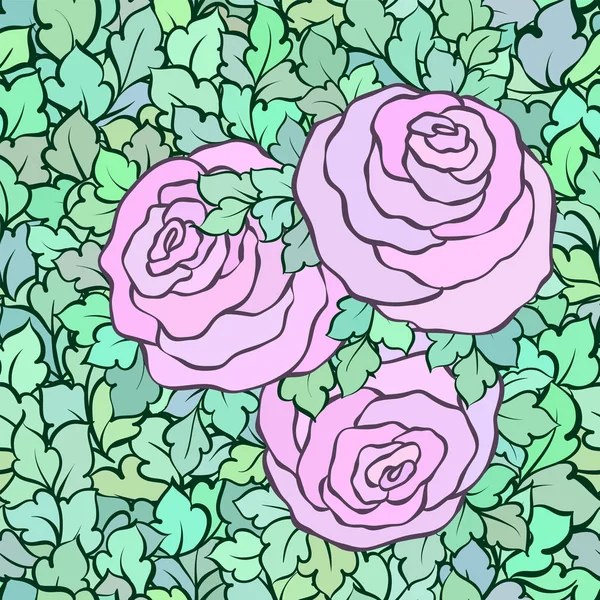 Gül ve yaprakları, süs karmaşık süsleri ve çiçekler, çizilmiş sanatsal arka plan ile tekstil tasarımı veya duvar kağıdı için mükemmel çiçek seamless modeli