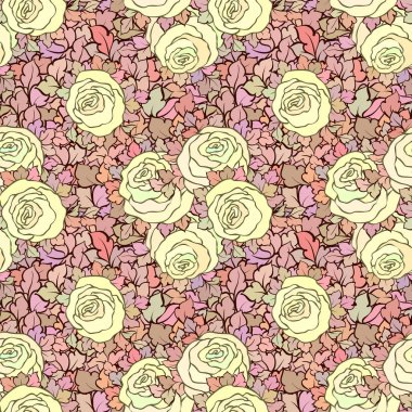 Çiçek dekoratif parlak pembe arka plan ile şirin gül, seamless modeli