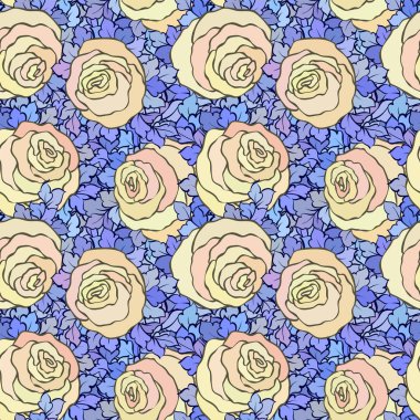 Çiçek dekoratif parlak pembe arka plan ile şirin gül, seamless modeli