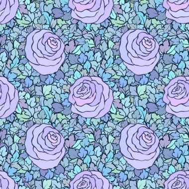 Çiçek dekoratif parlak pembe arka plan ile şirin gül, seamless modeli