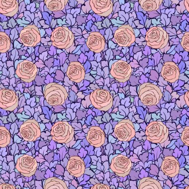 Çiçek dekoratif parlak pembe arka plan ile şirin gül, seamless modeli