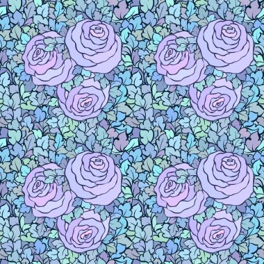 Çiçek dekoratif parlak pembe arka plan ile şirin gül, seamless modeli