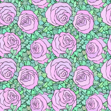 Çiçek dekoratif parlak pembe arka plan ile şirin gül, seamless modeli