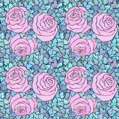 Çiçek dekoratif parlak pembe arka plan ile şirin gül, seamless modeli