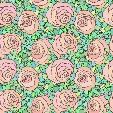 Çiçek dekoratif parlak pembe arka plan ile şirin gül, seamless modeli