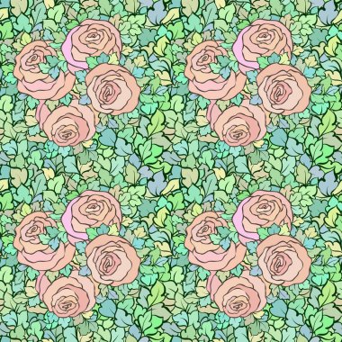 Çiçek dekoratif parlak pembe arka plan ile şirin gül, seamless modeli