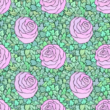 Çiçek dekoratif parlak pembe arka plan ile şirin gül, seamless modeli