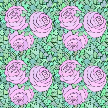 Çiçek dekoratif parlak pembe arka plan ile şirin gül, seamless modeli