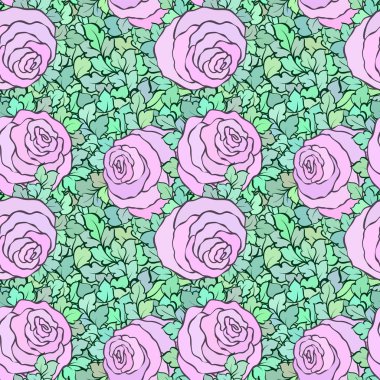 Çiçek dekoratif parlak pembe arka plan ile şirin gül, seamless modeli