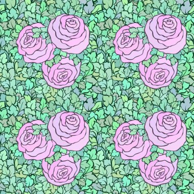 Çiçek dekoratif parlak pembe arka plan ile şirin gül, seamless modeli