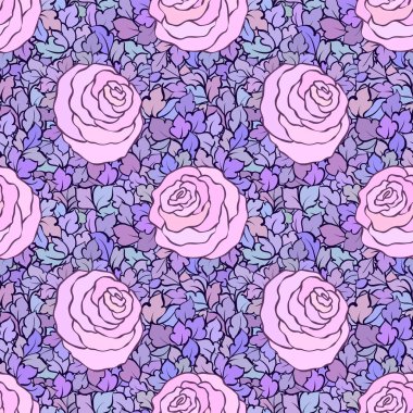 Çiçek dekoratif parlak pembe arka plan ile şirin gül, seamless modeli