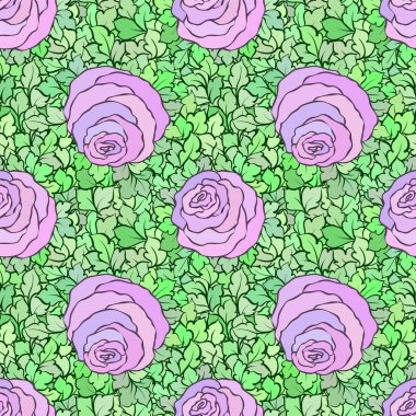 Çiçek dekoratif parlak pembe arka plan ile şirin gül, seamless modeli