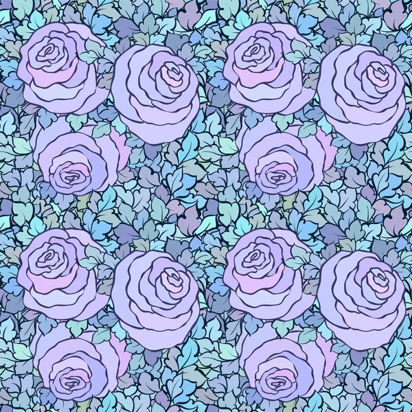 Floral decoratieve helder roze achtergrond met schattige rozen, naadloze patroon — Stockvector
