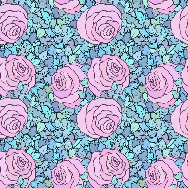 Çiçek dekoratif parlak pembe arka plan ile şirin gül, seamless modeli