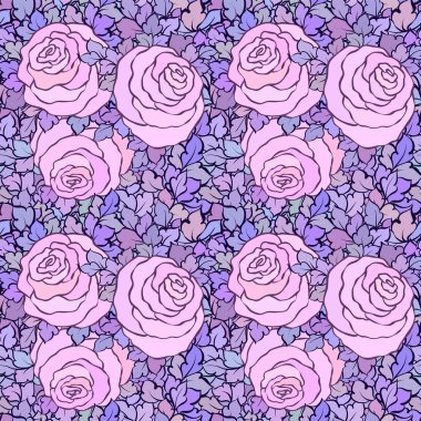 Çiçek dekoratif parlak pembe arka plan ile şirin gül, seamless modeli