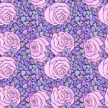 Çiçek dekoratif parlak pembe arka plan ile şirin gül, seamless modeli