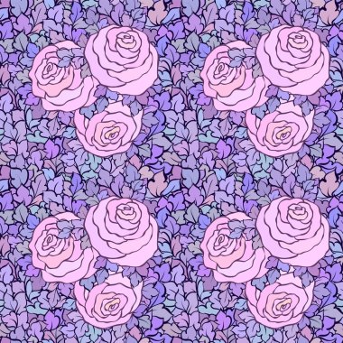 Çiçek dekoratif parlak pembe arka plan ile şirin gül, seamless modeli