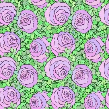 Çiçek dekoratif parlak pembe arka plan ile şirin gül, seamless modeli