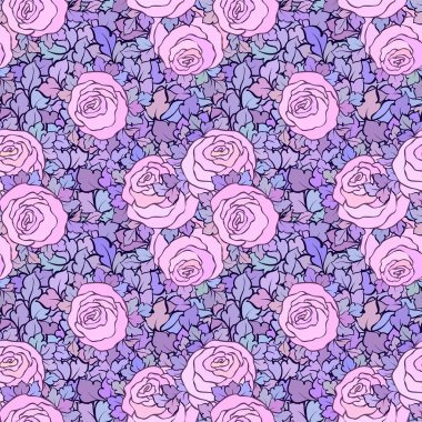 Çiçek dekoratif parlak pembe arka plan ile şirin gül, seamless modeli