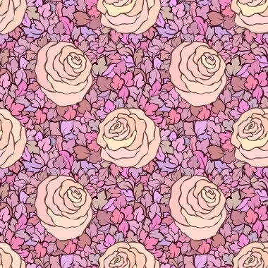 Çiçek dekoratif parlak pembe arka plan ile şirin gül, seamless modeli