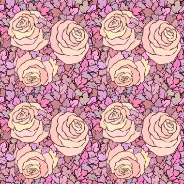 Çiçek dekoratif parlak pembe arka plan ile şirin gül, seamless modeli
