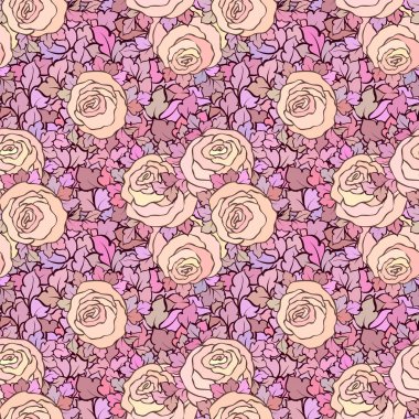 Çiçek dekoratif parlak pembe arka plan ile şirin gül, seamless modeli