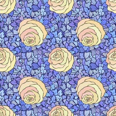 Çiçek dekoratif parlak pembe arka plan ile şirin gül, seamless modeli