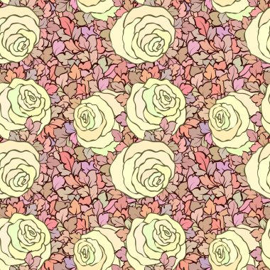 Çiçek dekoratif parlak pembe arka plan ile şirin gül, seamless modeli