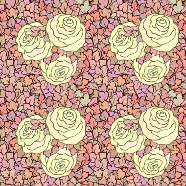 Çiçek dekoratif parlak pembe arka plan ile şirin gül, seamless modeli