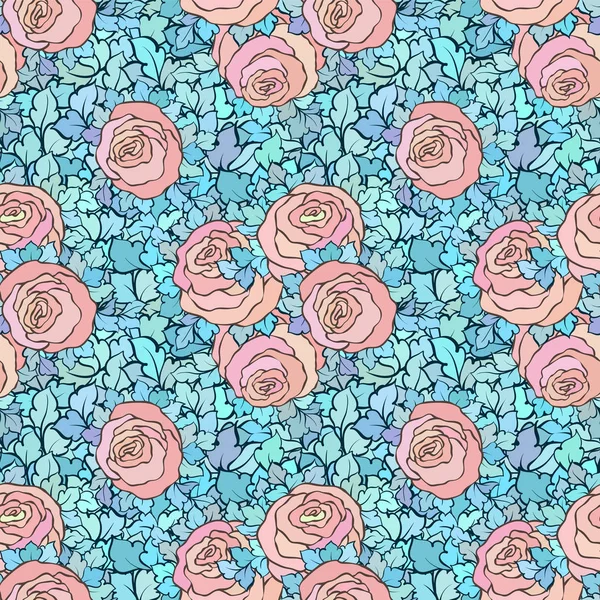 Çiçek dekoratif parlak pembe arka plan ile şirin gül, seamless modeli