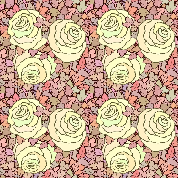 Květinové dekorativní světlé růžové pozadí s roztomilý růží, vzor bezešvé — Stockový vektor