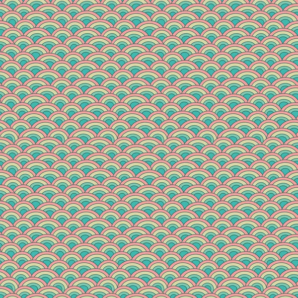 Geometría patrón de vectores sin costura escala de peces en colores pastel suaves — Vector de stock