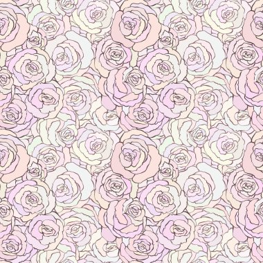 Yumuşak pastel pembe renklerde güzel güller ile Seamless Modeli