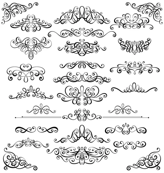 Collection of vintage calligraphic flourishes, curls and swirls decoration for greeting cards,books or dividers. — Stock Vector