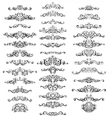 Collection of vintage calligraphic flourishes, curls and swirls decoration for greeting cards,books or dividers. clipart